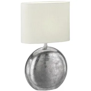 Fischer & Honsel Tischleuchte , Weiß, Sandfarben , Textil , rund , 17x53x34 cm , RoHS, Reach, Ce , Schnurschalter, ausziehbar, mit Schalter, einfach zu transportieren , Lampen & Leuchten, Leuchtenserien