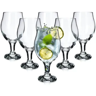KADAX Gingläser, 6er Set, Tonicgläser mit gezogenem Stiel, Cocktailglas, Gläserset, Wassergläser, Biergläser, tulpenform, Biertulpe (570 ml)