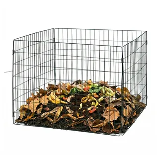 Relaxdays Komposter Metall, Biokomposter für den Garten, HxBxT: 70 x 90 x 90 cm, 560 Liter, Drahtkomposter, schwarz