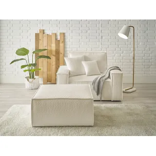 OTTO home Loveseat FINNLEY Cord 120 x 85 x 166 cm Weiß mit Hocker