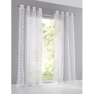 Kutti Halbtransparenter Vorhang Enya weiß mit Ösen. Ausbrenner Gardine mit hohem Baumwollanteil. Für Gardinenstangen Größe 135/175 (1 Stück)