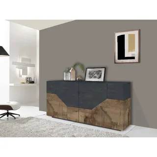 Dmora - Kommode Stefano, 4-türiges Küchen-Sideboard, Wohnzimmer-Buffet, 100 % Made in Italy, 200 x 43 x 86 cm, Schiefer und Ahorn,