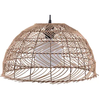 BELIANI Hängeleuchte Hellbraun Rattan Halbkugel Schirm mit Gitter und Korbgeflecht Glühbirnen-Optik Ethno Stil - Beige