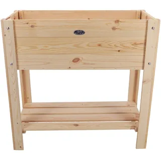 Hochbeet mit Ablage, Pflanzkasten aus Kiefernholz, Natur, H 78 cm, inkl. Vlies