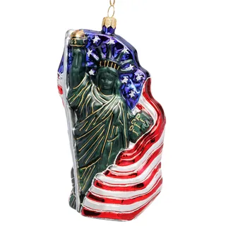 SIKORA Freiheitsstatue besondere Weihnachtskugel Glas Weihnachtsmann Christbaumschmuck Deko Figur Weihnachten Anhänger Ornament - Premium Line - BS837