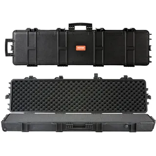 VEVOR Gewehr-Hartschalenkoffer mit 3 Schichten Vollständig Schützendem Schaumstoff, Abschließbarer Hartwaffenkoffer, Wasserdichter & Rollbarer Langwaffenkoffer, für 138 cm Gewehre oder Schrotflinten