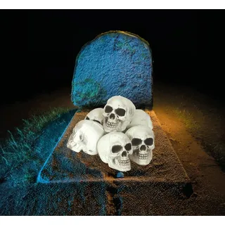 FIESTAS GUIRCA | Set 6 Totenköpfe (8 cm) - Halloween Dekoration für Partys und Skelettfeiern - Ideal für gruselige Umgebungen und Schreckensszenarien - Weiß