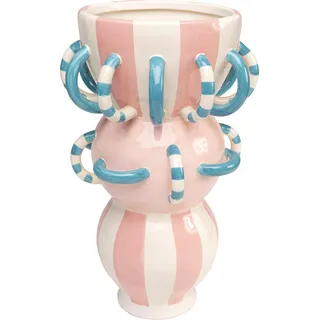Kare Design Deko Vase Harlequin Handle, Rosa, 49 cm, Handgearbeitet, Blumenvase, Tischvase, Porzellan, Bunt, Wohnzimmer