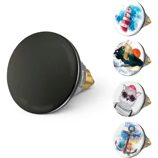 arteneur Pop-Up Waschbeckenstöpsel Schwarz Matt, mit Haarsieb | Mit Haarsieb gegen Verstopfungen, Doppel-Dichtung, für Siphons 34-41 mm, rostfreier Edelstahl, für gängige Waschbecken