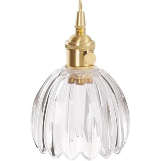 Glas Hängelampe mit Batterie und Fernbedienung, Wiederaufladbare LED-Hängeleuchte, Ohne Stromanschluss Hängelampen ,,dimmbare Retro Hängelampe Batterie, Dimmbare Pendelleuchte mit 6 RGB-Farben.(Clear)
