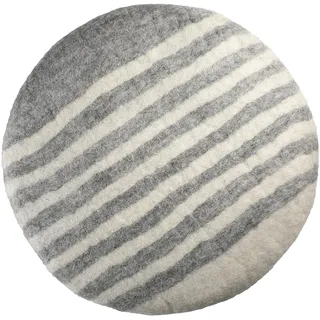CILIO Sitzkissen LANA aus Schafwolle, grau-weiß, Ø 35 cm, handgefertigt in Nepal, fair gehandelt, waschbar, unterstützt soziale Projekte