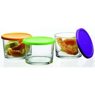 4x Pasabahce Bistro Workshop Schale Aufbewahrungsbox Aufbewahrungsdose Box Dose aus Glas mit Plastik Deckel - Grün