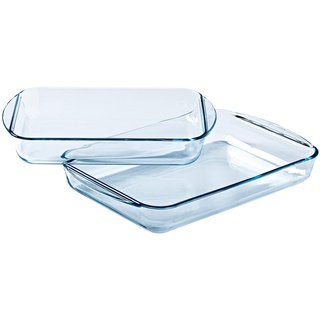 Pyrex® - Essentials Lasagneteller, rechteckig, aus Glas, 35 x 23 cm, 40 x 27 cm, 2 Stück