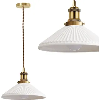 tooLight Pendellampe App1172 Metall - Keramik Weiss - Gold E27 1-Punkt Leuchtend - Weiß, Gold