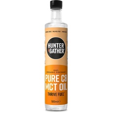 Hunter & Gather Reines C8 MCT Öl 500 ml | Dreifache Wasserdampfdestillation aus 100% iger Bio-Kokosnuss | Keto, Low Carb & Paleo | Zucker- und Glutenfrei & ohne Samenöl