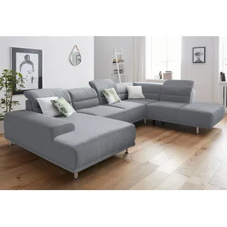 sit&more Wohnlandschaft »Mariola U-Form« mit Federkern, inklusive Kopfteil- und Sitztiefenverstellung, grau