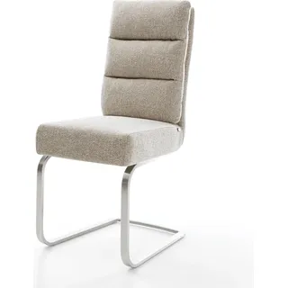 DELIFE Freischwinger Pela-Flex Webstoff Soft Beige Freischwinger flach Edelstahl Taschenfederkern - Beige