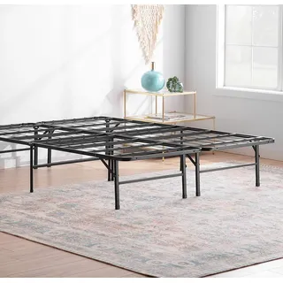 Linenspa Metallbett mit Lattenrost – Klappbett – 33 cm Stauraum unter Bettgestell – Montage in 5 Minuten – Bett 180x200 cm, Schwarz, Queen