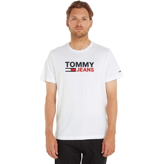 Tommy Jeans Tjm Reg Corp Logo Tee Kurzarm T-Shirts, Herren, Weiß (White), Xs