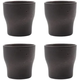 House Doctor 4 x Thermobecher, Liss | Kaffeebecher aus Keramik | Coffee to go Becher für Kaffee & Tee | Dunkelgrau