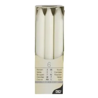 Papstar Tafelkerzen, Mit Papstar Stabkerzen bringen Sie Glanz auf den festlich gedeckten Tisch, 1 Packung = 6 Stück, weiß