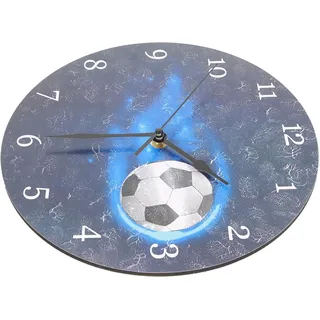 Warmhm Fußball Wanduhr Rund Batteriebetriebene Stille Wanduhr Aus MDF Dekoration Für Wohnzimmer Schlafzimmer Büro Und Sportliche Raumgestaltung