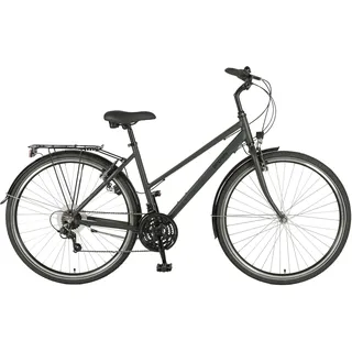 Prophete ENTDECKER 100 28 Zoll Trekkingbike mit 18 Gang Kettenschaltung V Bremsen LED Beleuchtung Alu 48 cm Industrial Olive matt