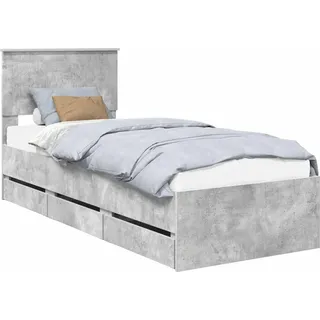 Bettrahmen mit Kopfteil Beton Grau 75 x 190 cm Ingenieurs Holz - Grau