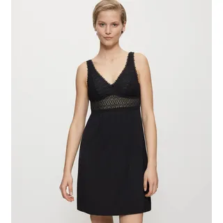 Nachthemd TRIUMPH "Aura Spotlight NDK 01 X", Damen, Gr. 48, N-Gr, schwarz, Single Jersey, Obermaterial: 95% Modal, 5% Elasthan, bequem kniefrei, V-Ausschnitt, Kleider Nachthemd, Cups mit Spitze besetzt