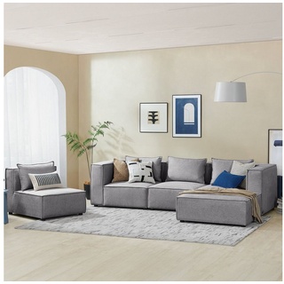 Juskys modulares Sofa Domas XL - 4 Sitzer - Dunkelgrau