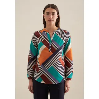 seidensticker Klassische Bluse »Schwarze Rose« Tunika Geometrische Muster, blau