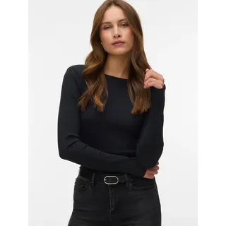 Langarmshirt VERO MODA "VMRUBY LS TOP JRS NOOS", Damen, Gr. S, schwarz, Rippware, Obermaterial: 93% Baumwolle, 7% Elasthan, unifarben, normal taillenbedeckt, U-Boot-Ausschnitt, Shirts Langarmshirt, Baumwollmischung