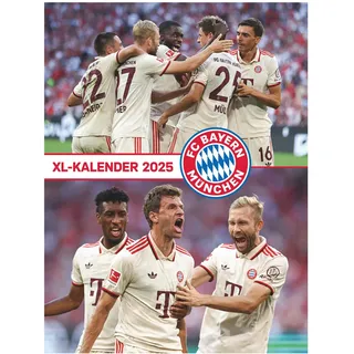 Neumann FC Bayern München 2025 - Poster-Kalender-XL - Fan-Kalender mit Fußball-Highlights, Spiralbindung und internationales Kalendarium