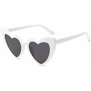 MOSIERRY 1 Stück Herz Sonnenbrille Weiß Hochzeit Sonnenbrille Herzform Herzbrille JGA Weiss Herz Partybrillen für Damen