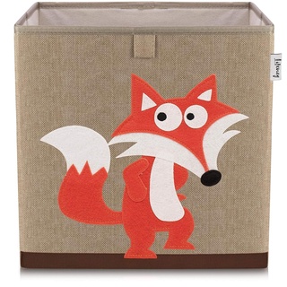 LIFENEY Aufbewahrungsbox mit Fuchs Motiv I Spielzeugbox mit Tiermotiv passend für Würfelregale I Ordnungsbox für das Kinderzimmer I Aufbewahrungskorb Kinder