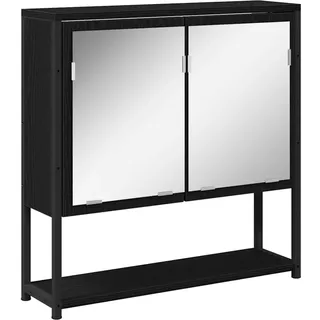 vidaXL Badezimmerspiegelschrank 16 cm Schwarz