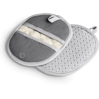 SPRINGLANE Topflappen-Set 2-TLG. Grau, Silikon & Baumwolle, hitzebeständig