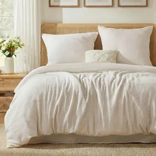 BEDSURE Musselin Bettwäsche 155x220 3teilig - 100% Baumwolle Bettwäsche-Sets für Kinder und Erwachsene, 1 Bettbezug 155 x 220 und 2 Kissenbezügen 80x80 cm, OEKO-TEX Zertifiziert Sommerbettwäsche Beige