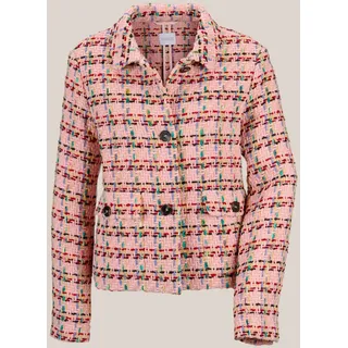 Kurzblazer MADELEINE "Blazer Kurzer Strukturblazer mit Hemdkragen", Damen, Gr. 48, rosa (puderrosé, multicolor), Obermaterial: 100% Polyester PES., Modern, normal, Blazer Kurzblazer