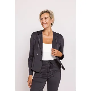 Kurzblazer ZHRILL "DARCIA", Damen, Gr. S, blau, Web, Obermaterial: 88% Polyamid, 12% Elasthan, unifarben, tailliert hüftlang, tiefer V-Ausschnitt, Blazer Kurzblazer, aus Polyamid und Elasthan, taillierte Passform, mit Reverskragen
