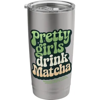 "Pretty Girls Drink Matcha", Retro 60er 70er Grüner Tea Doppelwandiger Edelstahl-Thermobecher