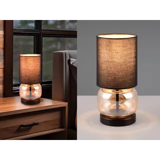 LED Tischleuchte mit Glasfuß Amber, Nachttischlampe für Fensterbank Schlafzimmer