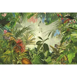 KOMAR Fototapete INTO the WILD | Größe: 368 x 248 cm (Breite x Höhe) | Tapete, Regenwald, Dschungel, Tropic, Schlafzimmer, Wohnzimmer, Naturmotiv, Exotic | XXL4-031