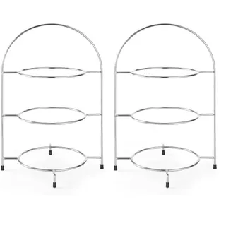 HENDI Teller-Etagere, Dekorative Telleretagere, Tellerständer, Servierständer, geeignet für Teller bis max. ø275mm, 290x290x(H) 440mm, Verchromt (Packung mit 2)
