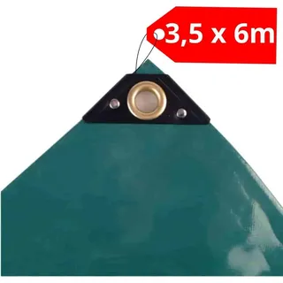 Abdeckplane mit Ösen 3,5 x 6m (21m2) PVC Plane Gewebeplane Gartenplane grün 650 g/m2 PVC Plane - Grün