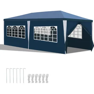 Fiqops Pavillon Seitenteile Camping Partyzelt Festzelt Stabilitat Partyzelte 3x6m Blau - Blau