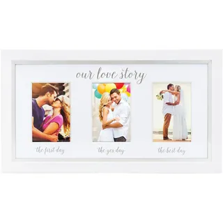 Pearhead Our Love Story Keepsake Wedding Frame, Wood, Silver, Great Newly Wed Gift, Engagement Gift, Wedding Gift