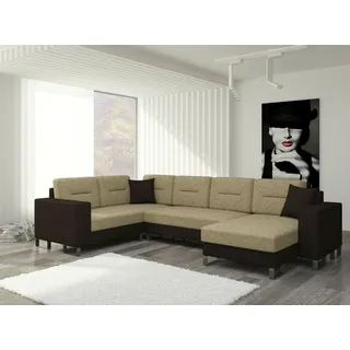 Design Ecksofa Schlafsofa Bettfunktion Couch Leder Polster Textil Sofas Neu 3260 - Beige, Braun