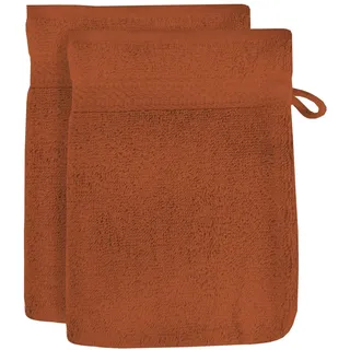 Soleil d'ocre, Lageine 2er-Set Waschlappen, Baumwolle, Terrakotta, 16x21 cm