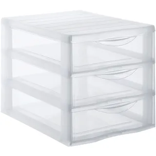 Sundis Orgamix, schubladenbox aus Kunststoff, 3 transparente Schubladen für A4-Papier, Höhe 25,5 cm, stapelbar, ideal für Schreibtisch, Unterricht, Dokumente, Zubehör